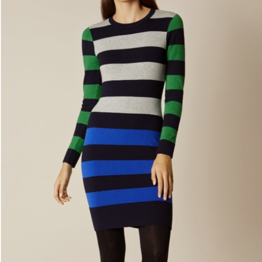 Karen millen stripe sweater knit dress
